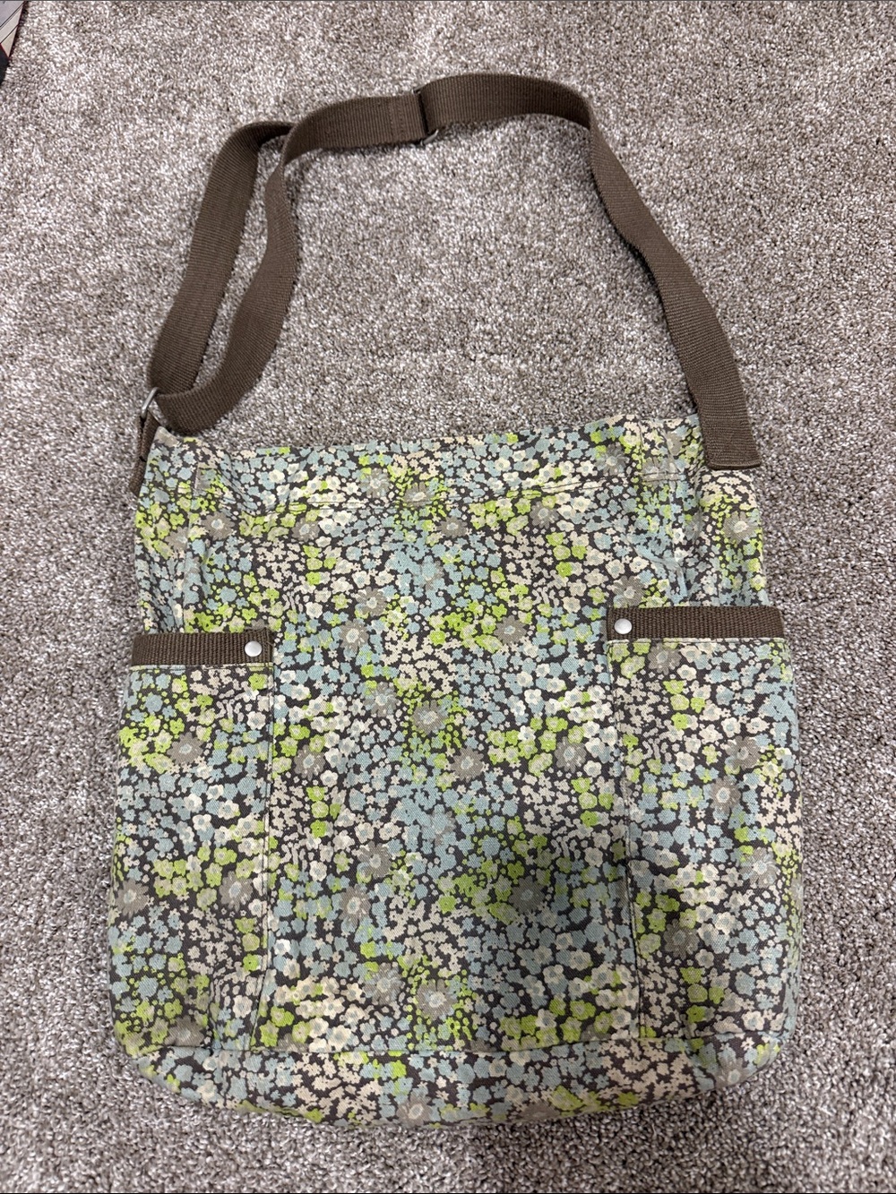 Mossimo Supply Co: Floral Crossbody Tote Bag in Green and Brown